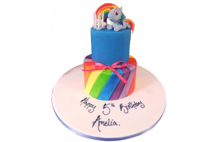 Rainbow & Pony Tiered Cake